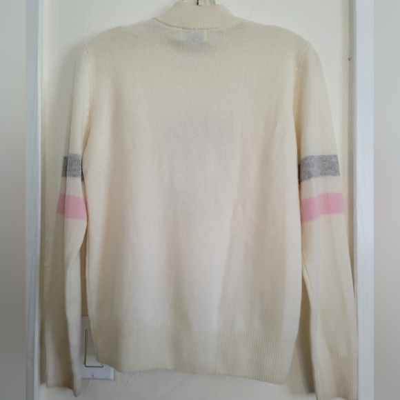 27 Miles Malibu Maja Skull 100% Cashmere Sweater Womens Small Ivory Mock Neck - Picture 11 of 16